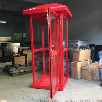 不锈钢岗亭，红色电话亭